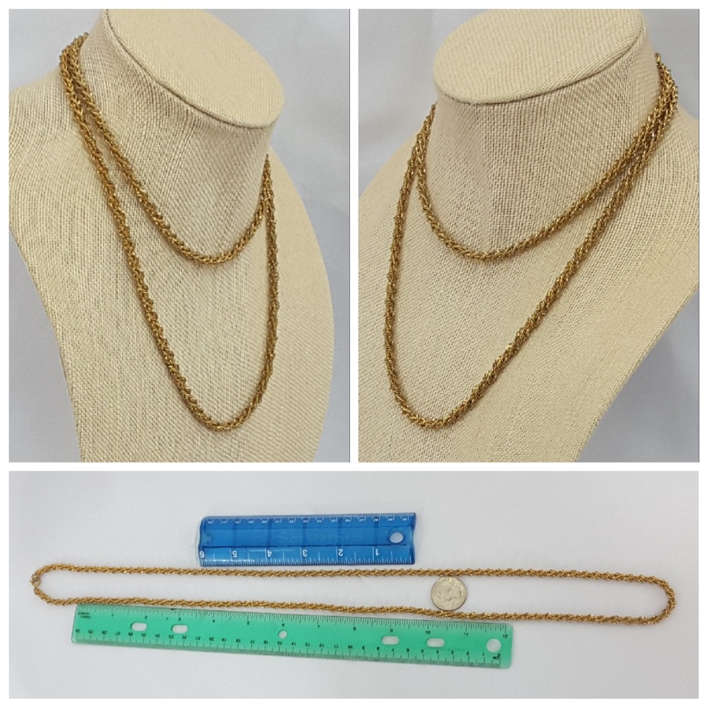 Goldtone Long Rope Style Necklace - Picture 2 of 8